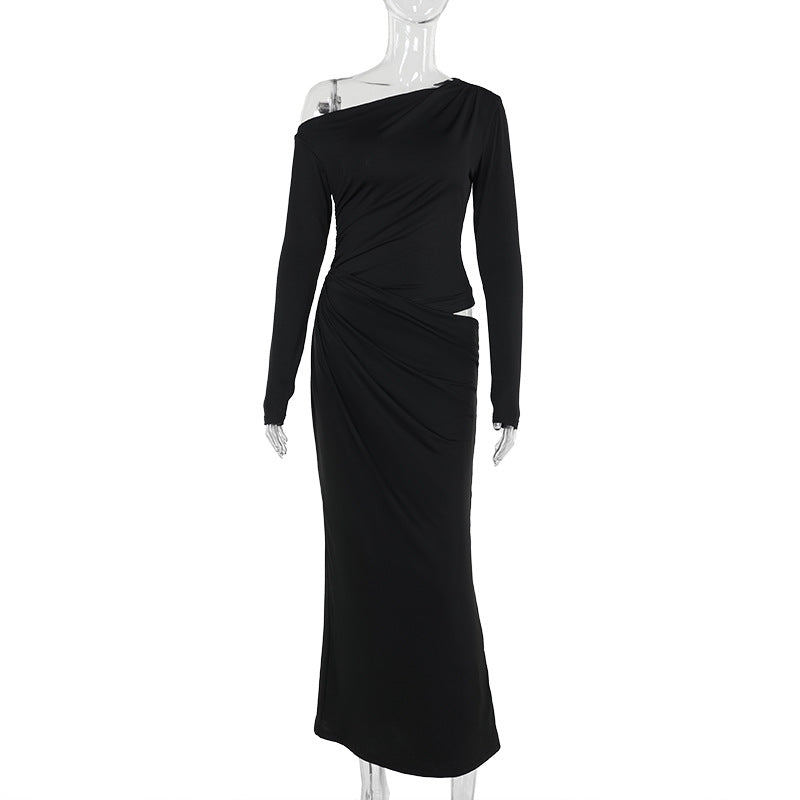 Damen elegantes Wickelkleid mit asymmetrischem Schnitt und langen Ärmeln Echo Archiv