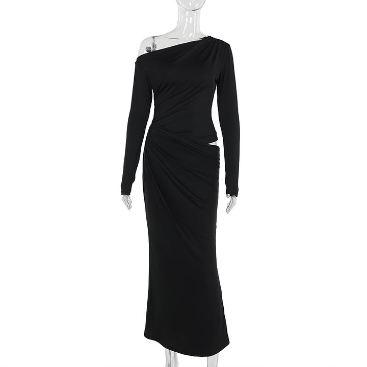 Damen elegantes Wickelkleid mit asymmetrischem Schnitt und langen Ärmeln Echo Archiv