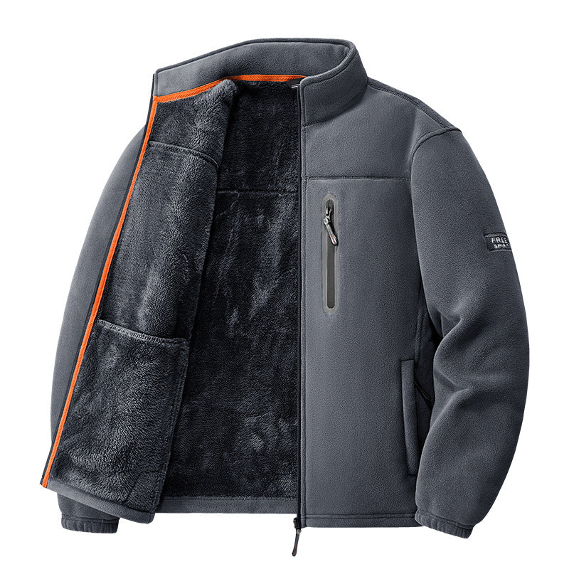 Herren nan Thermo-Fleecejacke mit hochflorigem Teddyfutter, Brust-Reißverschlusstasche und winddichter Front Echo Archiv