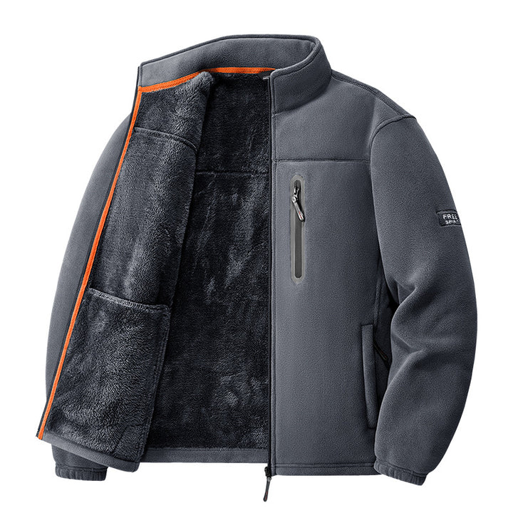 Herren nan Thermo-Fleecejacke mit hochflorigem Teddyfutter, Brust-Reißverschlusstasche und winddichter Front Echo Archiv