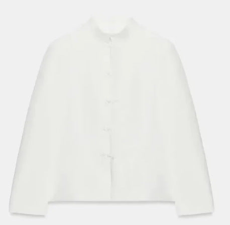 Damen Kurzgeschnittene Blousonjacke mit Stehkragen und Knotenverschlüssen Echo Archiv