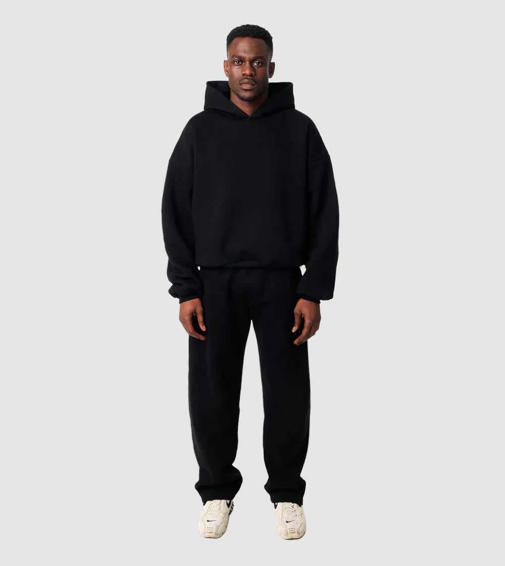 Unisex gemütliches Loungewear-Set mit hohem Rollkragen, relaxed-fit Sweatshirt und gerader Sweatpants – Auréline