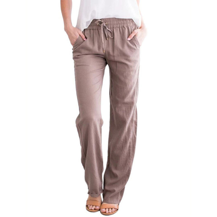 Damen nan leichte Leinenhose mit elastischem Bund und weitem Bein Echo Archiv