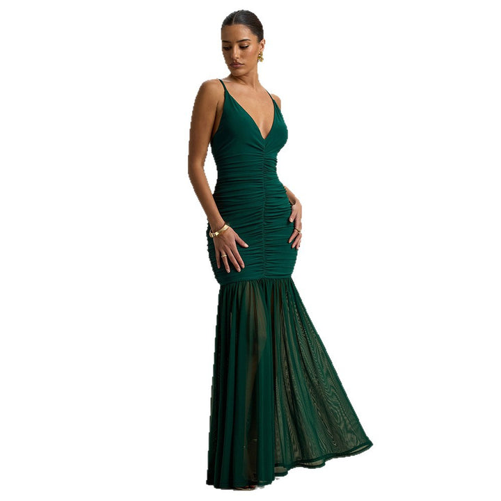 Damen Elegantes bodenlanges Kleid mit raffinierten Rüschendetails Echo Archiv