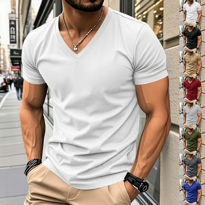 Herren V-Ausschnitt T-Shirt aus atmungsaktiver und schnelltrocknender Baumwolle Echoarchiv