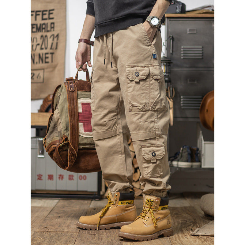 Herren Utility-Cargohose mit Kordelzug, elastischem Saum und Mehrfach-Taschen Echoarchiv
