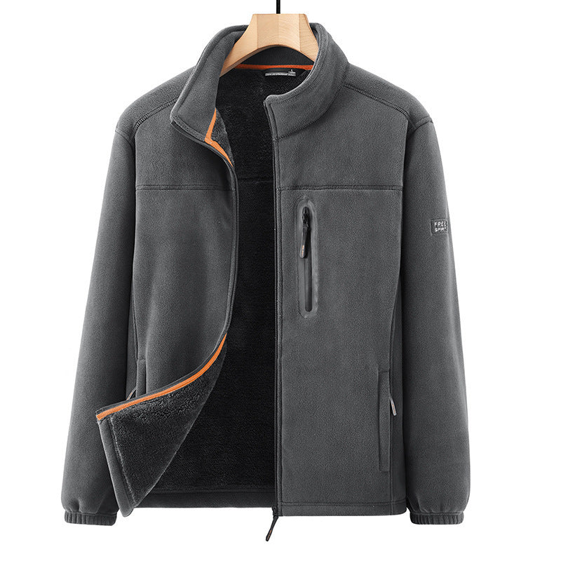 Herren Microfleece-Outdoorjacke mit wasserdichter Brusttasche, Stehkragen und Teddyfleece-Innenfutter Echo Archiv
