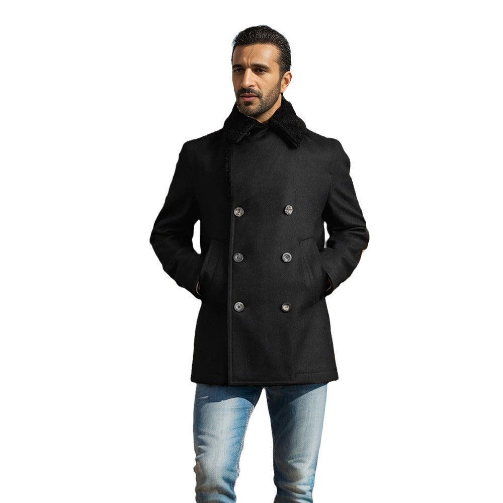 Herren Eleganter Wintermantel mit breit gefaltetem Kragen und praktischen Taschen Echoarchiv