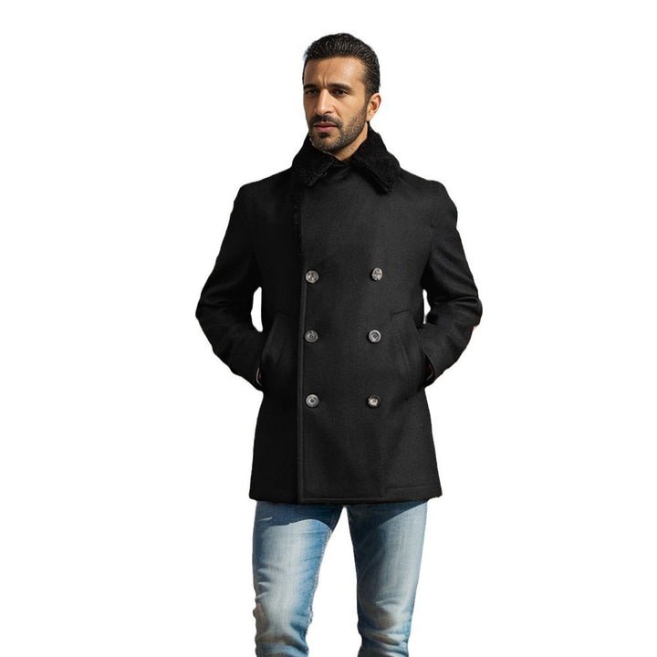 Herren Eleganter Wintermantel mit breit gefaltetem Kragen und praktischen Taschen Echoarchiv