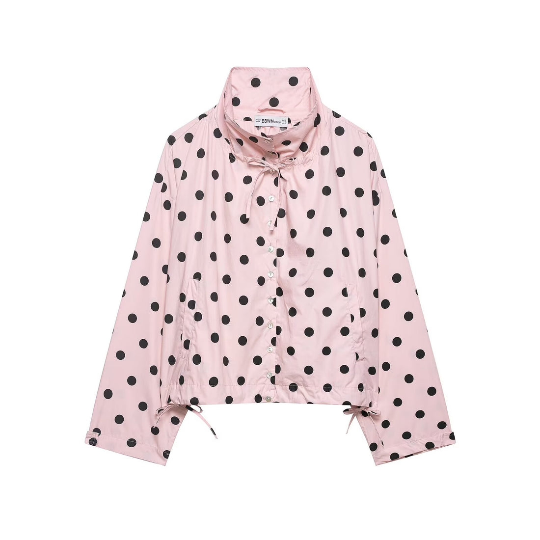 Damen leichte gepunktete Windbreaker-Jacke mit Tunnelzug und Stehkragen – Célinea
