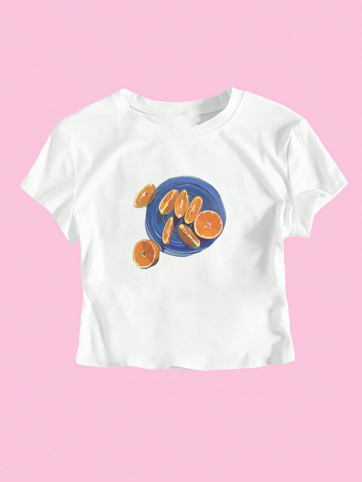 Damen Crop-T-Shirt mit fruchtigem Design und lässigem Schnitt Echo Archiv