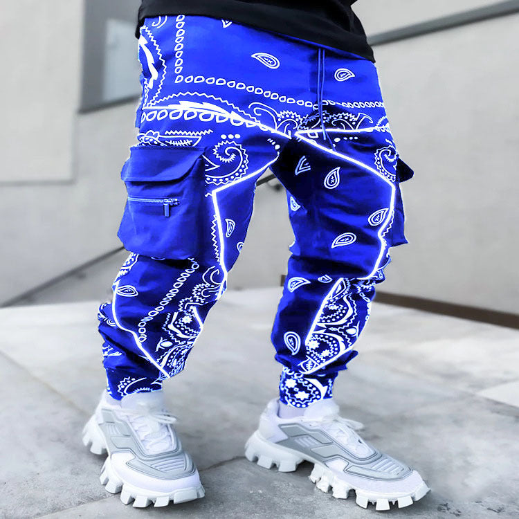 Herren Cargo-Jogginghose mit Bandana-Print, Kordelzug & Mehrfachtaschen – Bravaro