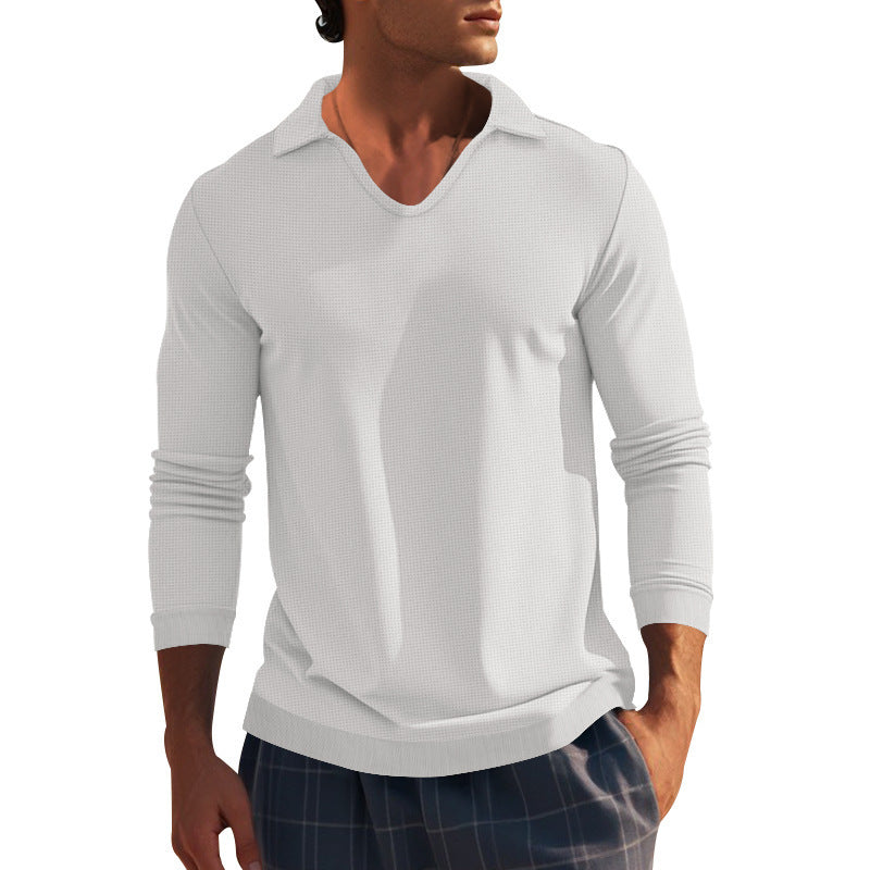 Herren Langarm-Shirt mit modernem V-Ausschnitt und strukturiertem Design Echoarchiv