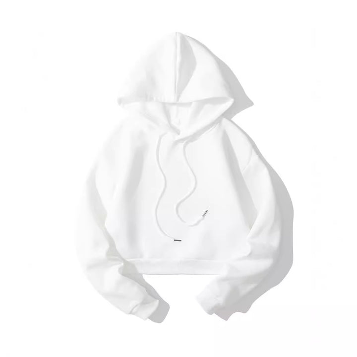 Damen nan cropped Kapuzenpullover mit weichem Fleece‑Innenfutter und elastischem Rippbund Echo Archiv