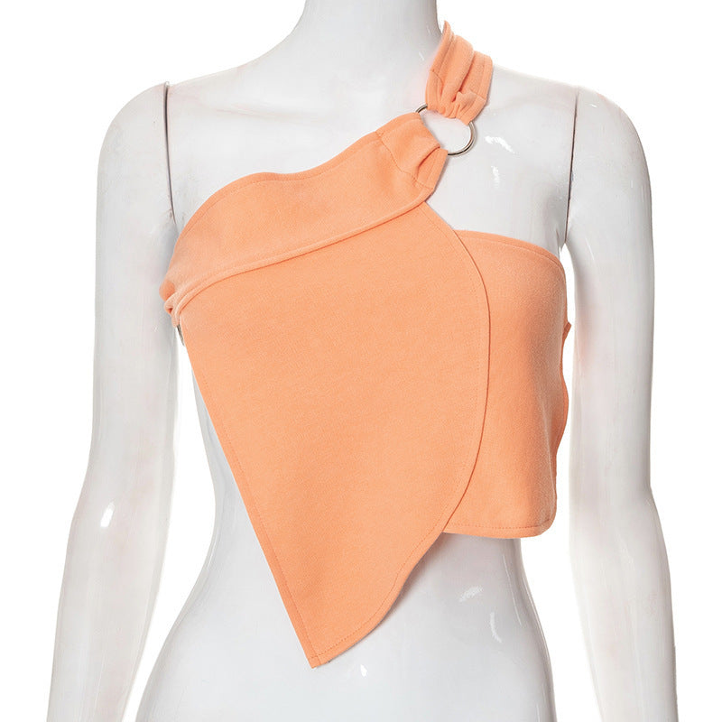 Damen asymmetrisches Trägershirt mit elegantem Ringdetail Echo Archiv