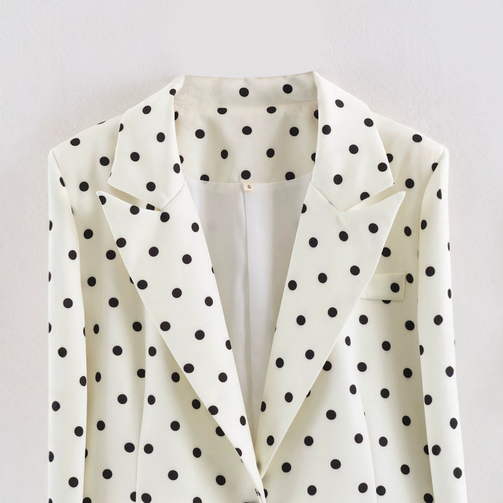 Damen Gepunkteter Cropped-Blazer mit Reverskragen und Pattentaschen Echo Archiv