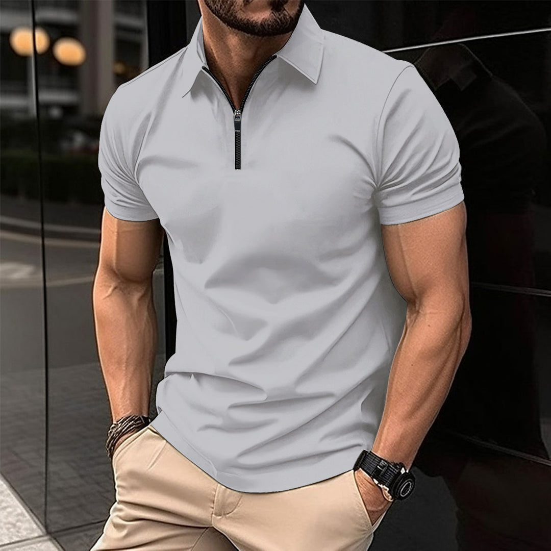 Herren Modernes Zip-Up Performance Polo-Shirt Echoarchiv
