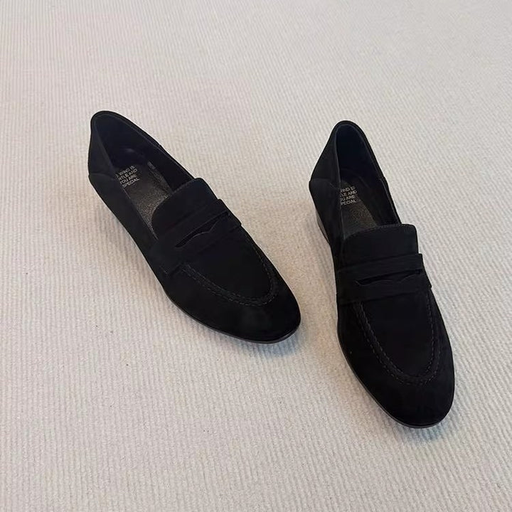 Damen Glattleder-Loafer mit niedrigem Blockabsatz und klassischem Penny-Steg Echo Archiv