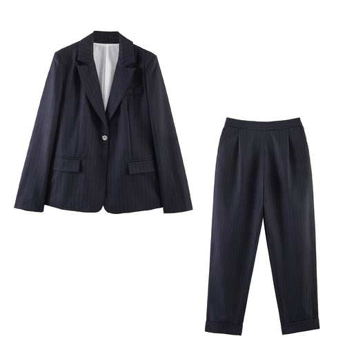 Damen Nadelstreifen-Blazer mit Taillierungsnähten und Ein-Knopf-Verschluss Echo Archiv