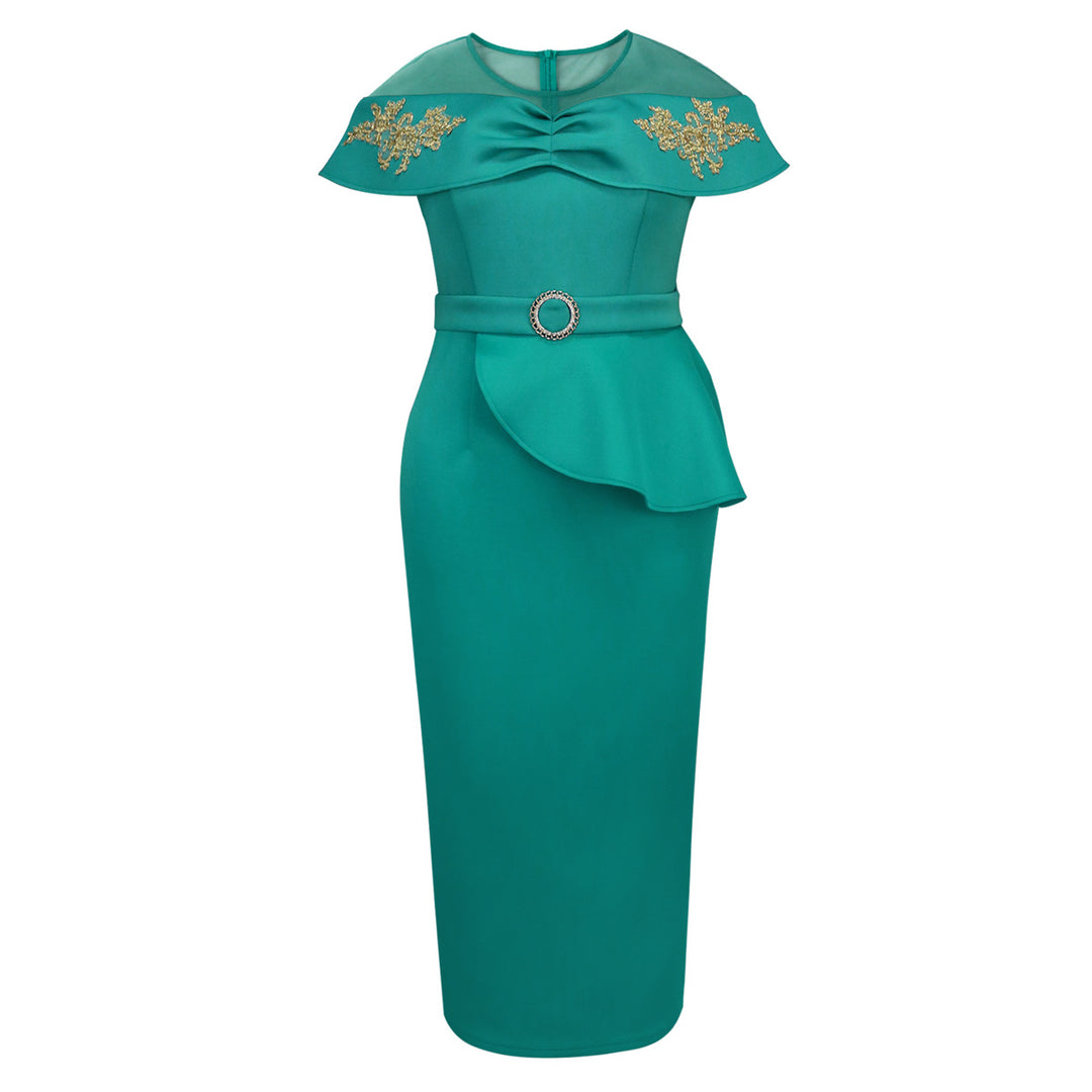 Damen elegantes Wickelkleid mit Schnitt- und Rüschenakzenten Echo Archiv
