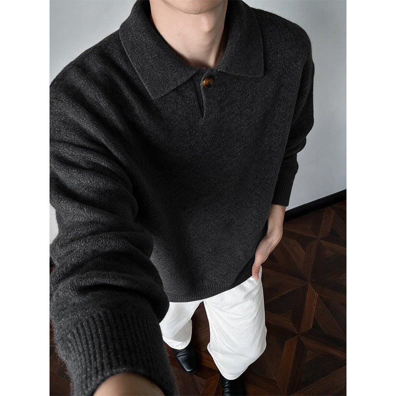 Damen Oversize-Strickpullover mit Polokragen und Ein-Knopf-Detail Echo Archiv