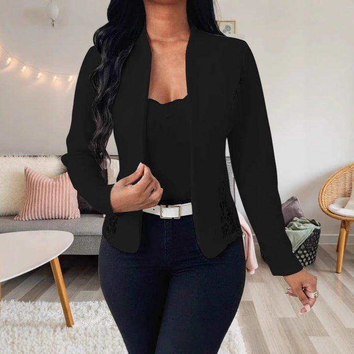 Damen elegante Blazerjacke mit Spitzenakzenten Echoarchiv