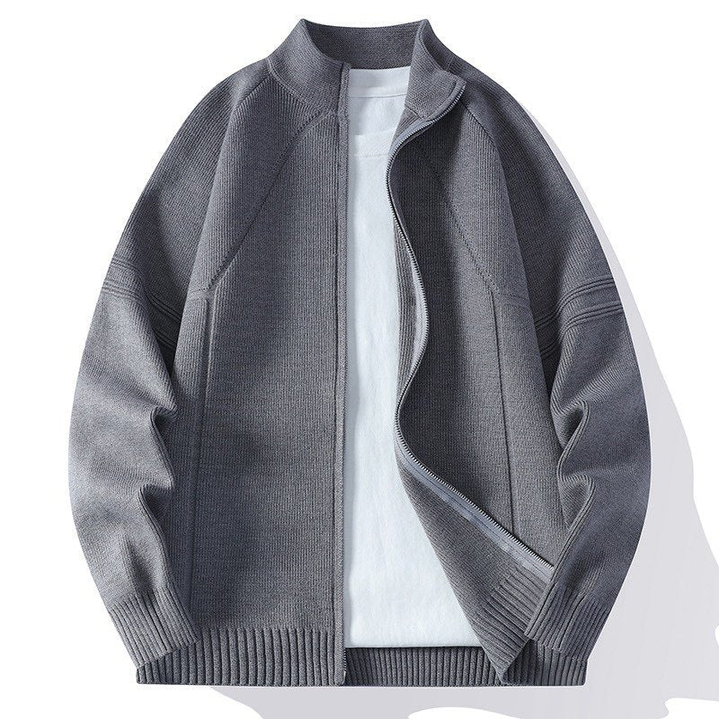 Herren Oversize Feinstrick-Zipjacke mit Stehkragen, Raglanärmeln und gerippten Abschlüssen Echo Archiv