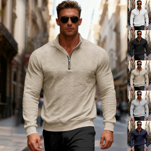 Herren Casual Pullover mit Stehkragen und Reißverschluss Echoarchiv