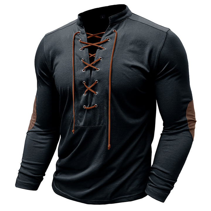 Herren Langarmshirt mit Schnürung und modernen Akzenten Echoarchiv