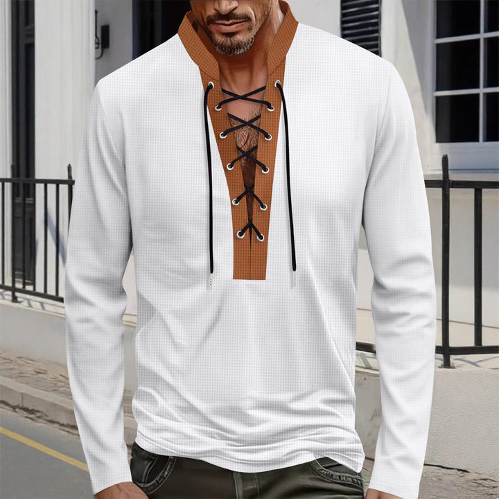 Herren modisches Langarmshirt mit Schnürung Echoarchiv