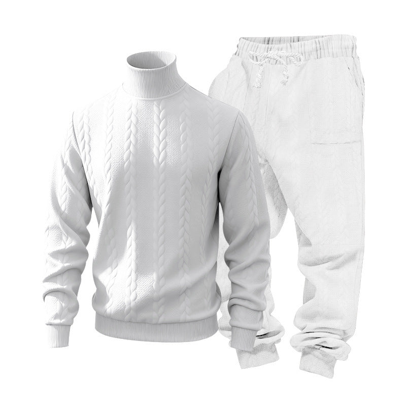 Herren lässiger Strickpullover mit Rollkragen und bequemen Sweatpants Echoarchiv