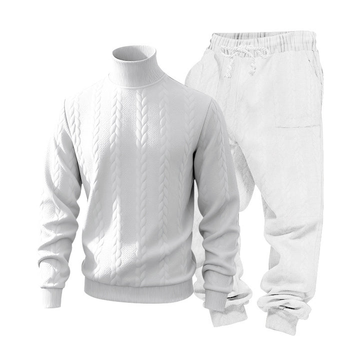 Herren lässiger Strickpullover mit Rollkragen und bequemen Sweatpants Echoarchiv
