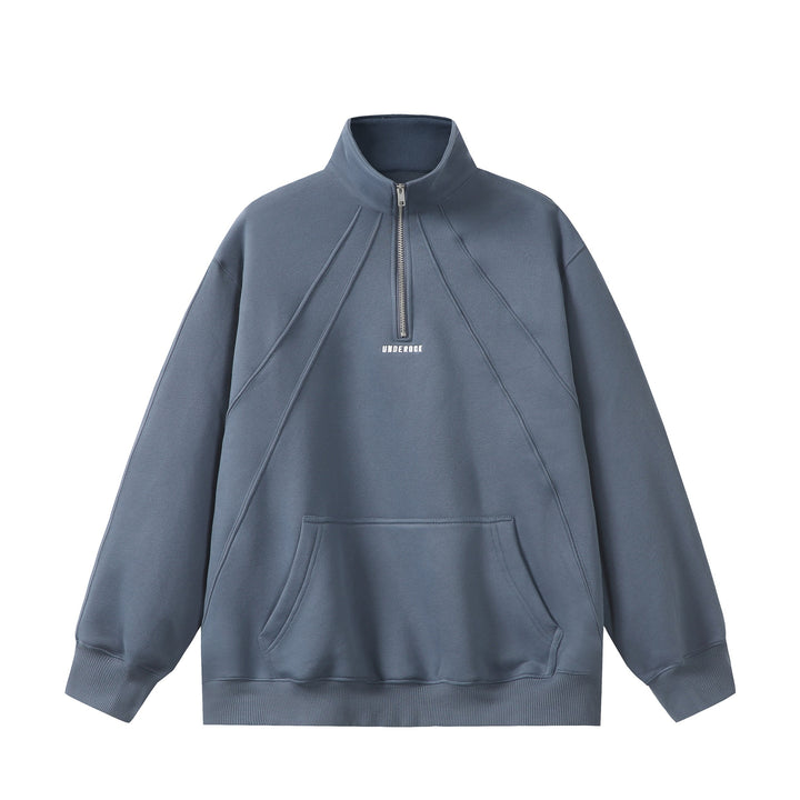 Unisex Oversize Sweatshirt mit Halbzip, hohem Funnelkragen und Kängurutasche Echoarchiv