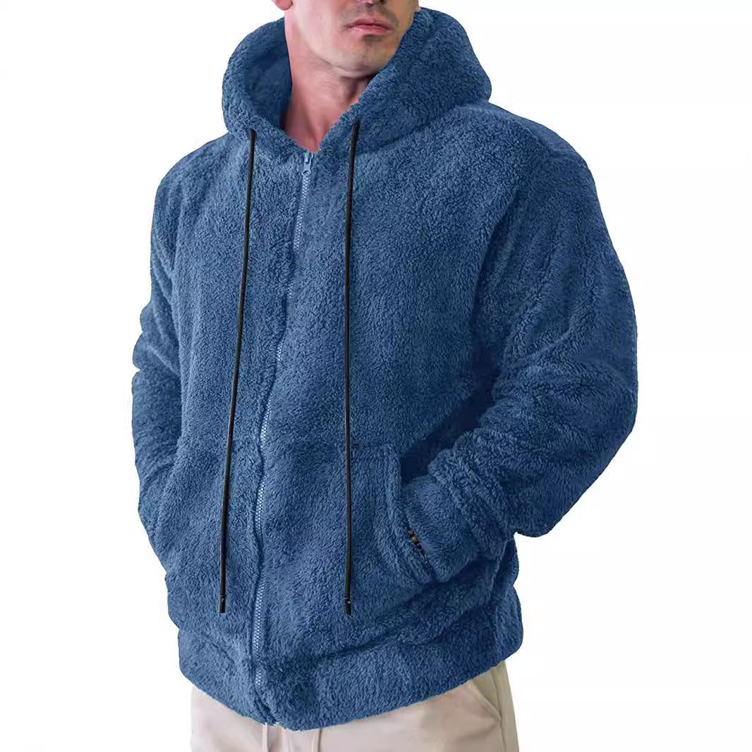 Herren kuschelige Fleecejacke mit Kapuze und seitlichen Taschen Echoarchiv