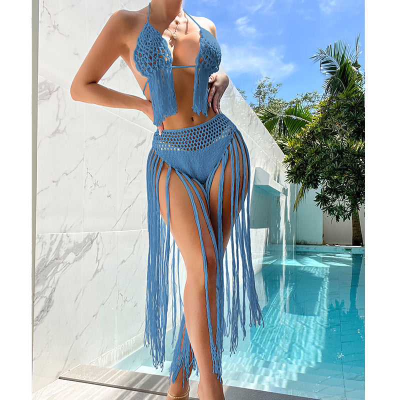 Damen Häkel-Bikini-Set mit fransigen Details und reizvoller Lochstruktur Echo Archiv