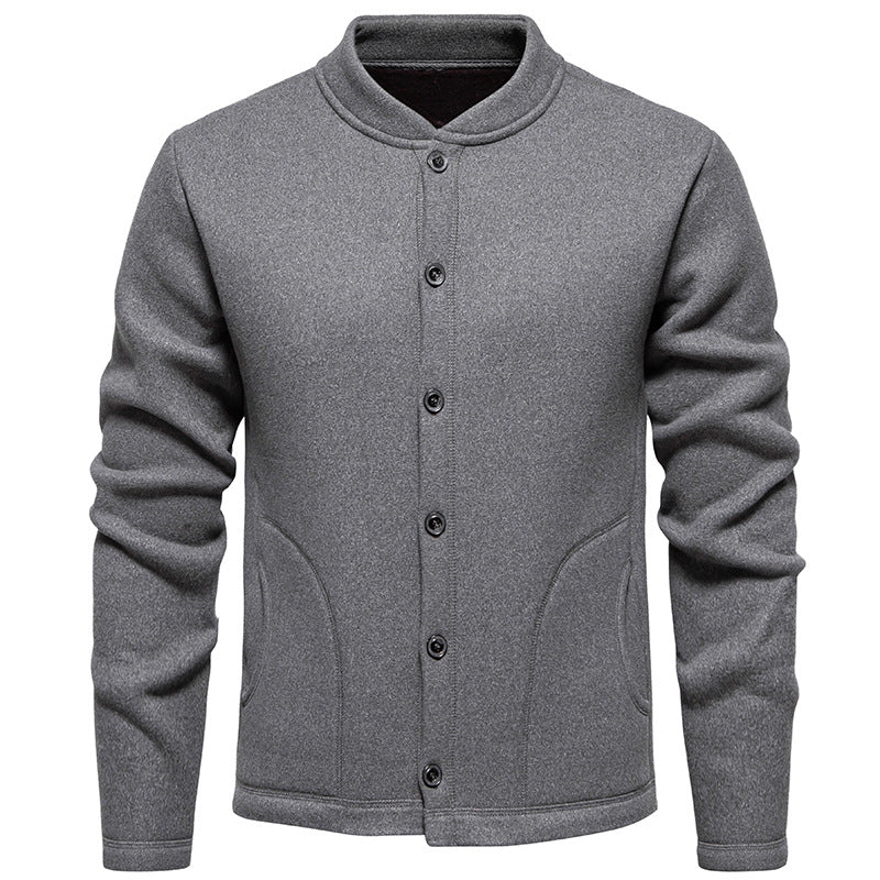 Herren Stehkragen-Strickjacke mit Knopfleiste und leichtem Wollmix Echo Archiv