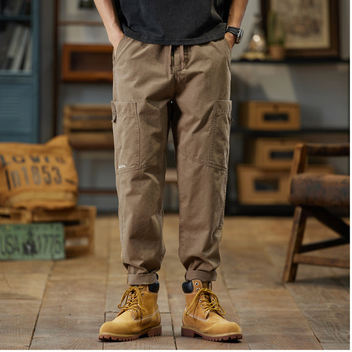 Herren Baumwoll-Twill Joggerhose im Tapered-Schnitt mit Tunnelzug und gekrempeltem Saum Echo Archiv