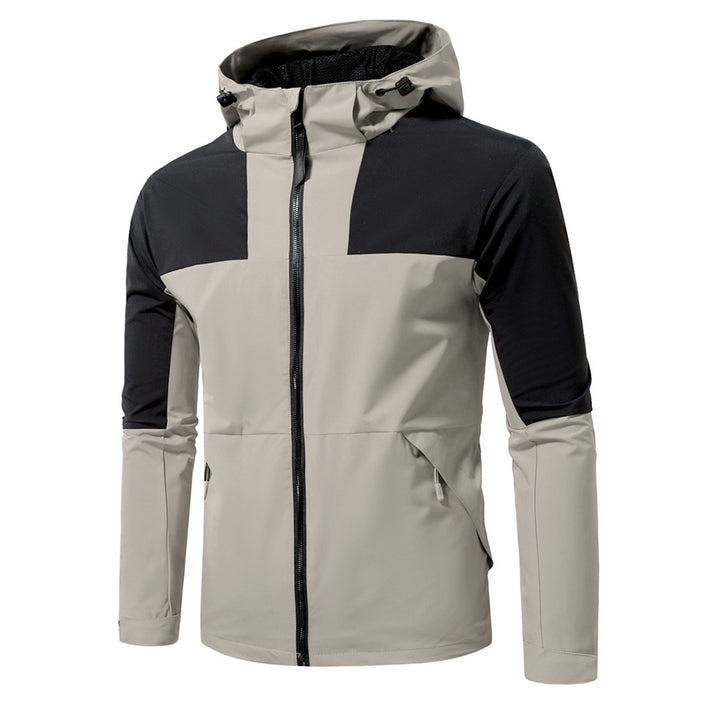 Herren Windbreaker Jacke mit verstellbarem Kapuzenkragen und seitlichen Taschen Echoarchiv