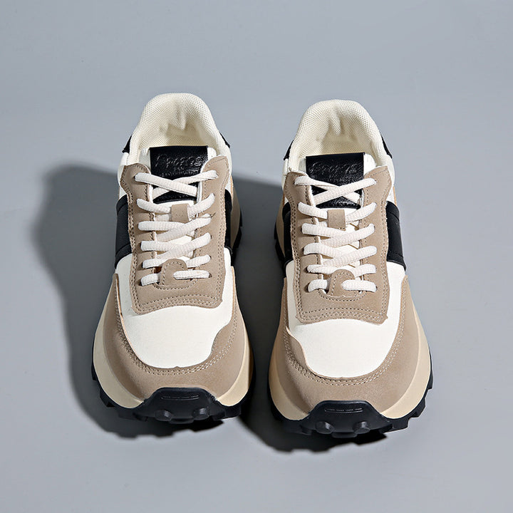 Damen Plateau-Casual-Sneaker mit profiliertem Gum-Profil und Velours-Overlays Echoarchiv