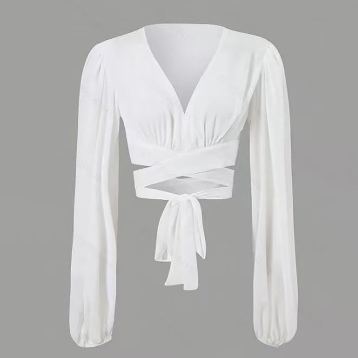 Damen Wickelbluse mit langem Arm und elegantem V-Ausschnitt Echo Archiv