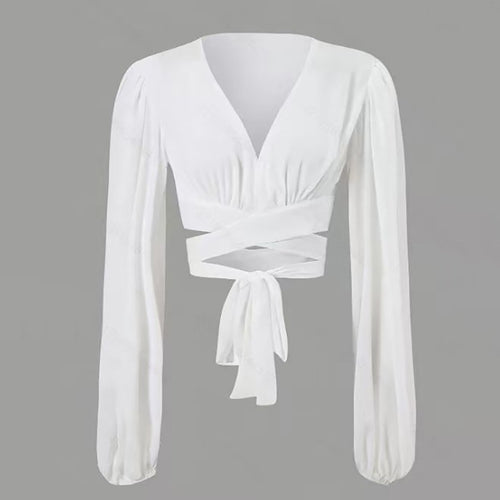Damen Wickelbluse mit langem Arm und elegantem V-Ausschnitt Echo Archiv