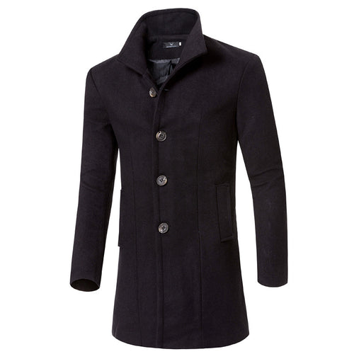 Herren eleganter Woolcoat mit modernem Stehkragen und praktischen Taschen Echoarchiv