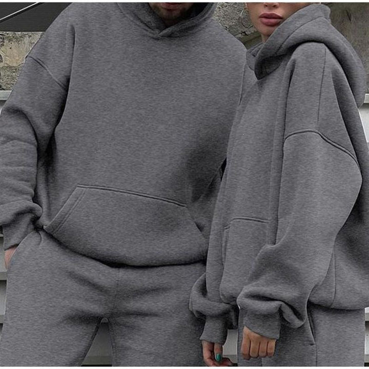 Unisex Oversize-Kapuzenpullover mit Kängurutasche und weiter Jogginghose aus French Terry Echo Archiv