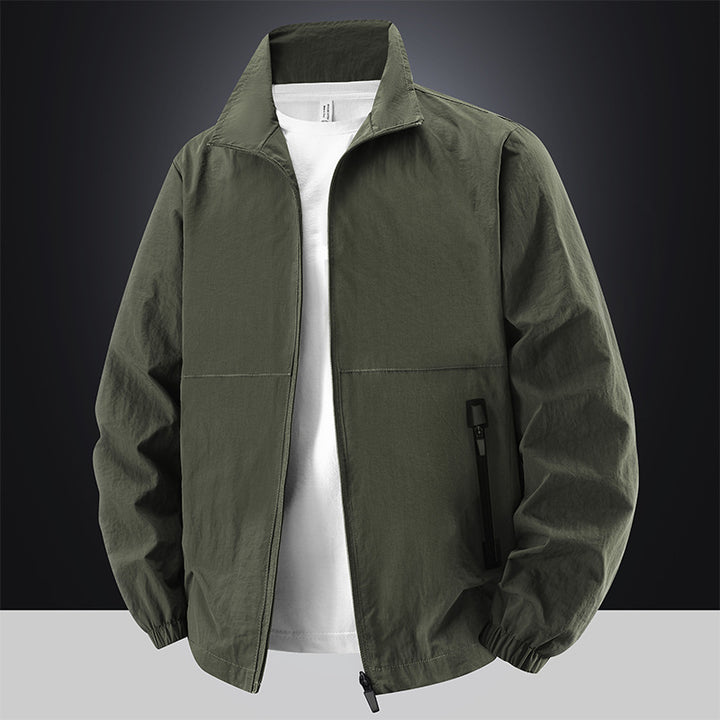 Herren Leichte Baumwoll-Mix-Übergangsjacke mit Stehkragen und verdecktem Reißverschluss Echo Archiv