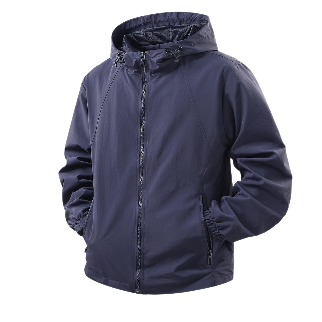 Herren Leichte atmungsaktive Kapuzen-Windjacke mit Mesh-Innenfutter und Reißverschlusstaschen Echo Archiv