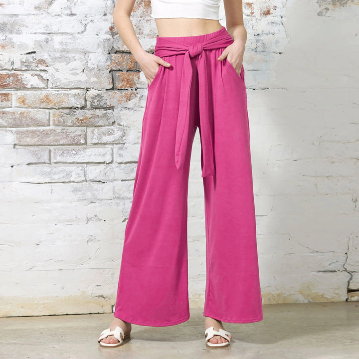 Damen Weite Jersey-Hose mit hohem Bund und Bindegürtel Echo Archiv