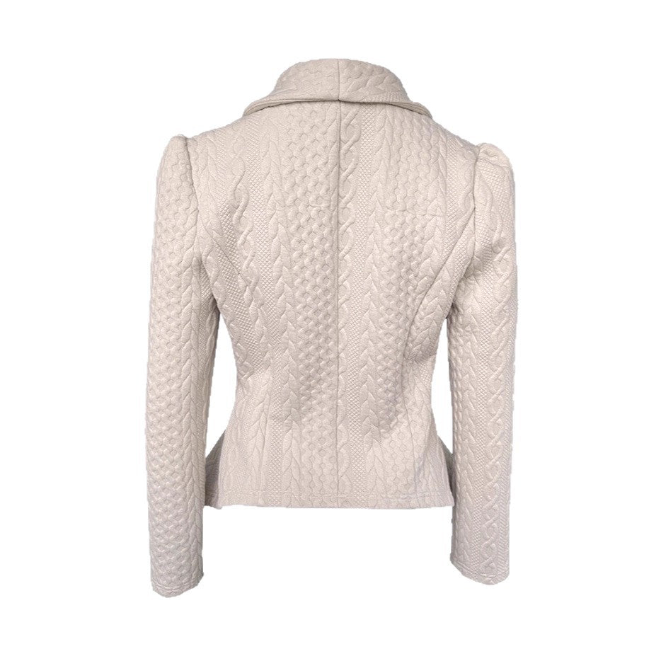 Damen Taillierter Strickblazer mit Schalkragen und Zopfstrickstruktur – Valéne