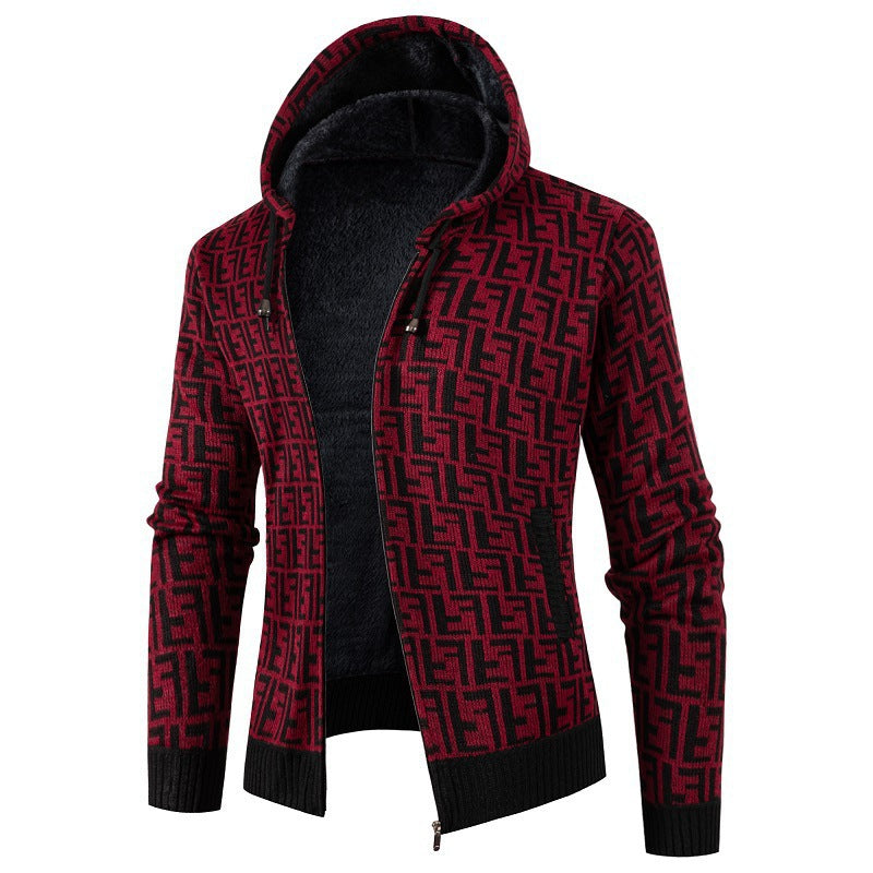 Herren trendige Strickjacke mit modernem Muster Echoarchiv