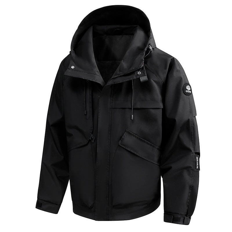 Herren Wasserabweisende Utility-Outdoorjacke mit Kapuze, Mehrfachtaschen & verstellbaren Manschetten Echoarchiv