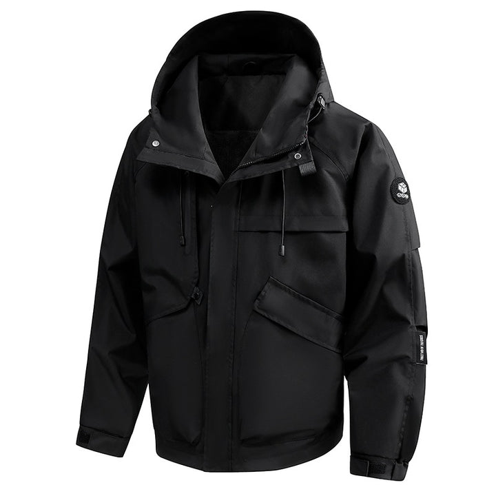 Herren Wasserabweisende Utility-Outdoorjacke mit Kapuze, Mehrfachtaschen & verstellbaren Manschetten Echoarchiv
